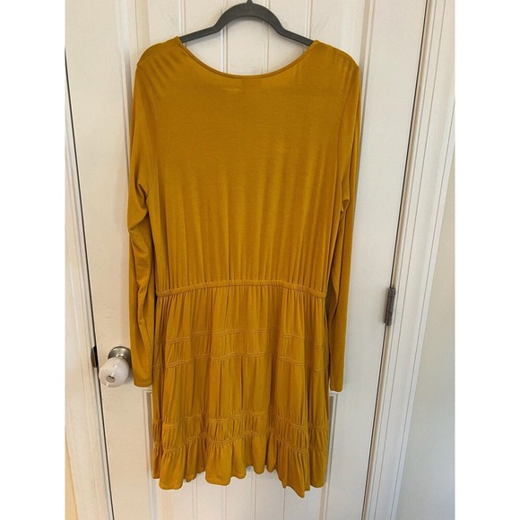 Anthropologie Ingrid Tiered-Ruffle Dress by Dolan Yellow Gold Knit Size XL NWOT - Picture 7 of 8